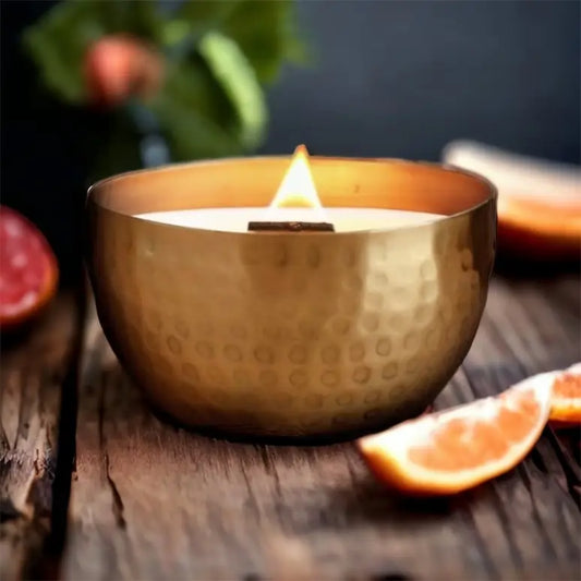 Grapefruit & Cardamom Tea-Solid Brass 14oz Pure Soy Candle
