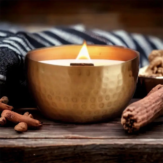 Sandalwood & Cloves-Solid Brass 14oz Pure Soy Candle